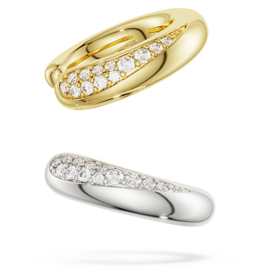 Classica ear cuffs, Round cut, White, Sterling silver, 18K gold finish - Swarovski, 5743473
