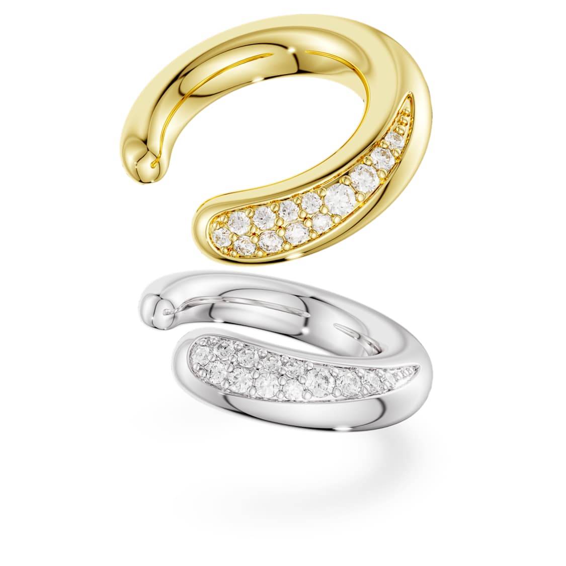 Classica ear cuffs, Round cut, White, Sterling silver, 18K gold finish - Swarovski, 5743473