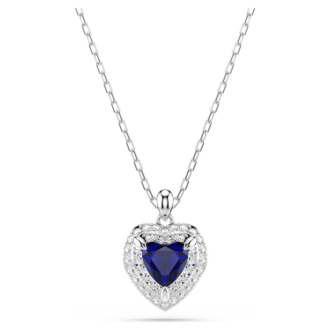 One pendant, Heart cut, Pavé, Heart, Blue, Rhodium plated by SWAROVSKI