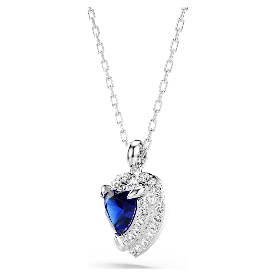 One pendant, Heart cut, Pavé, Heart, Blue, Rhodium plated by SWAROVSKI