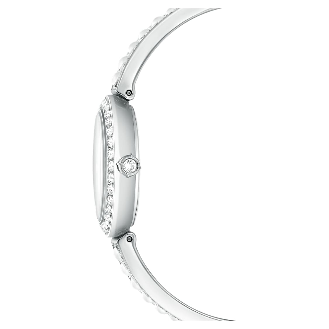 Matrix pearl bangle watch, Swiss Made, Crystal bracelet, White, Stainless steel by SWAROVSKI