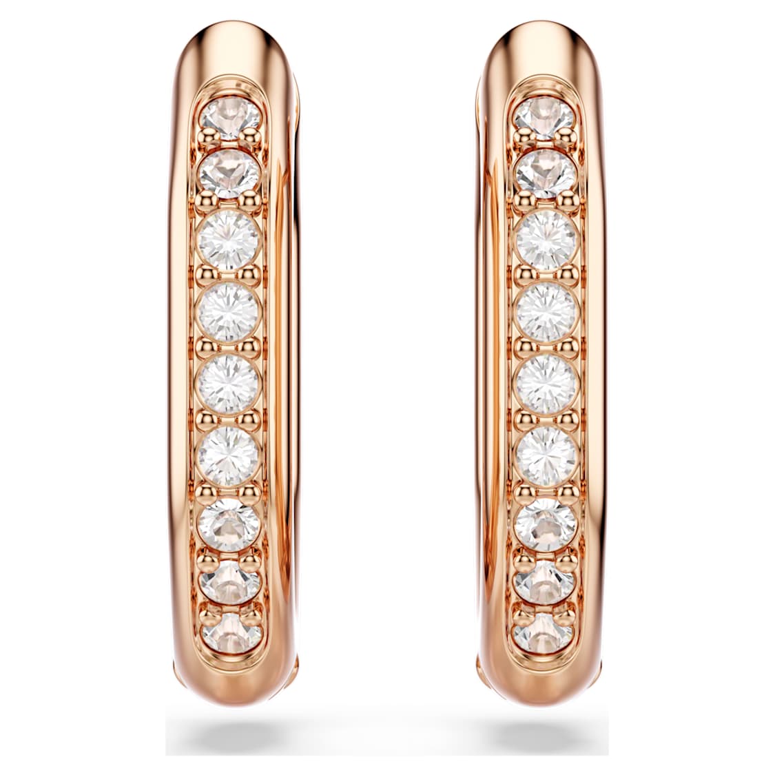 Dextera hoop earrings, Octagon shape, Round cut, Small, White, Rose gold-tone plated by SWAROVSKI