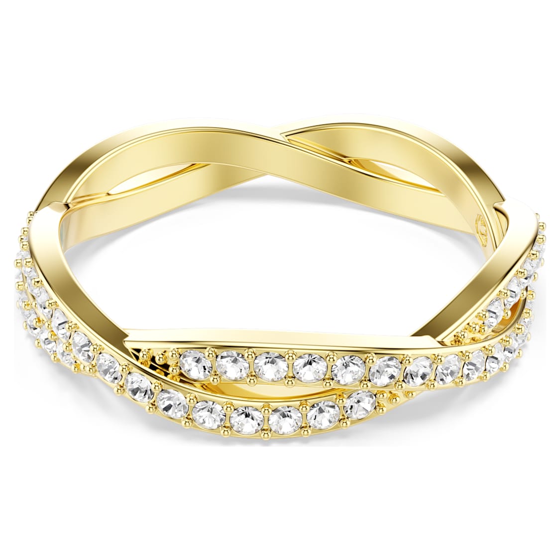 Infinity ring, Pavé, White, Gold-tone plated by SWAROVSKI