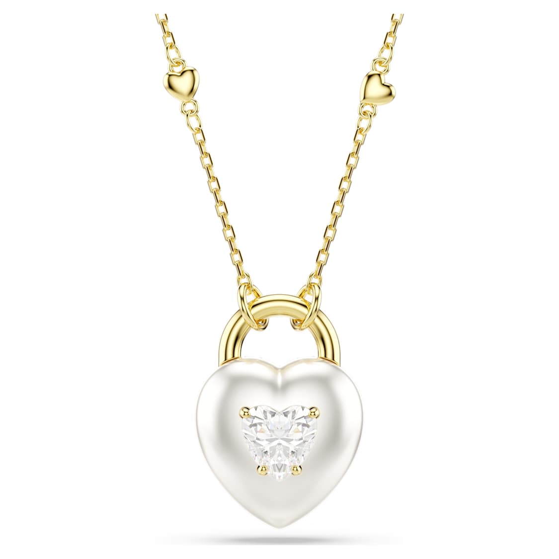Idyllia pendant, Mixed cuts, Heart, White, Gold-tone plated by SWAROVSKI