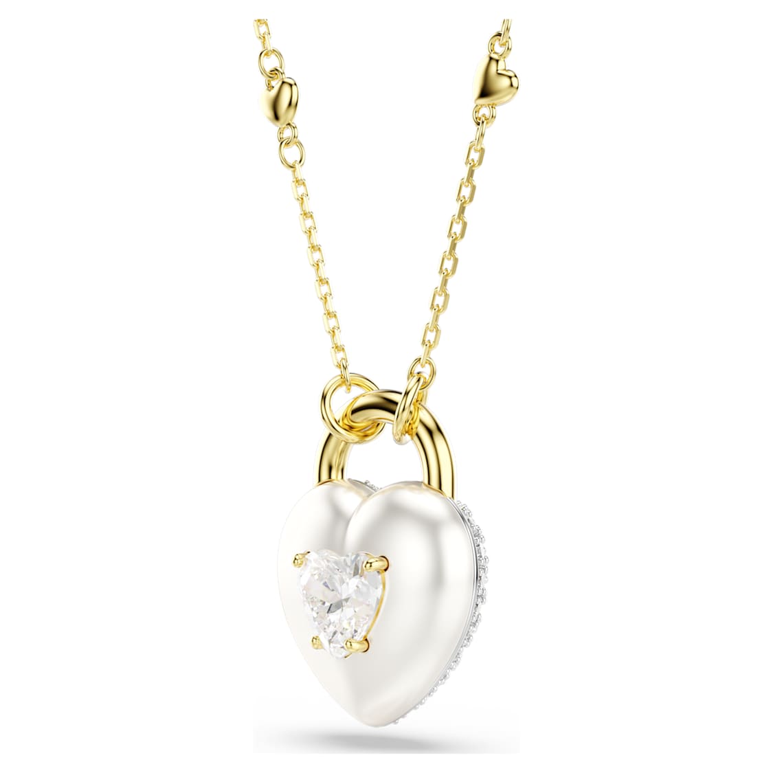 Idyllia pendant, Mixed cuts, Heart, White, Gold-tone plated by SWAROVSKI