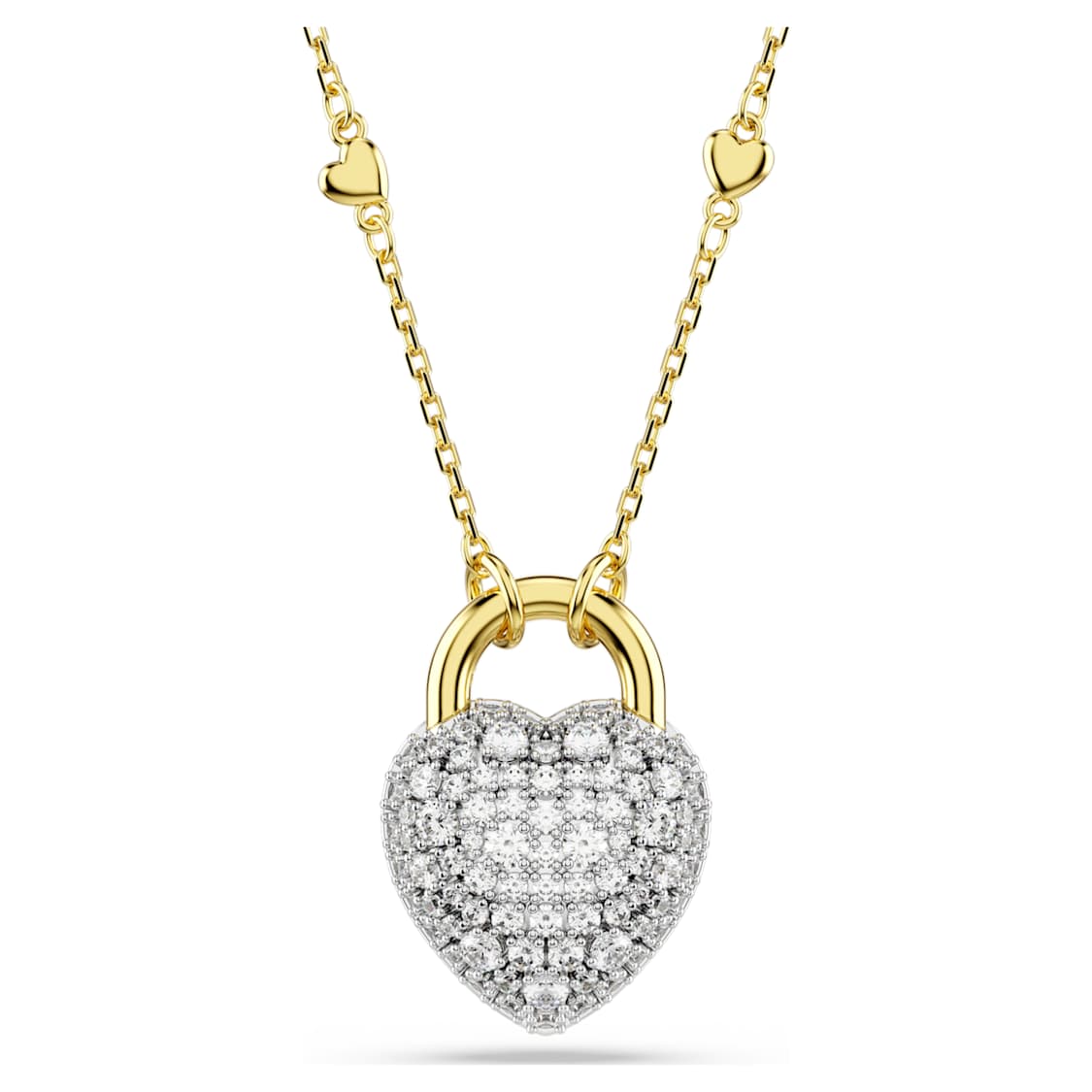 Idyllia pendant, Mixed cuts, Heart, White, Gold-tone plated by SWAROVSKI