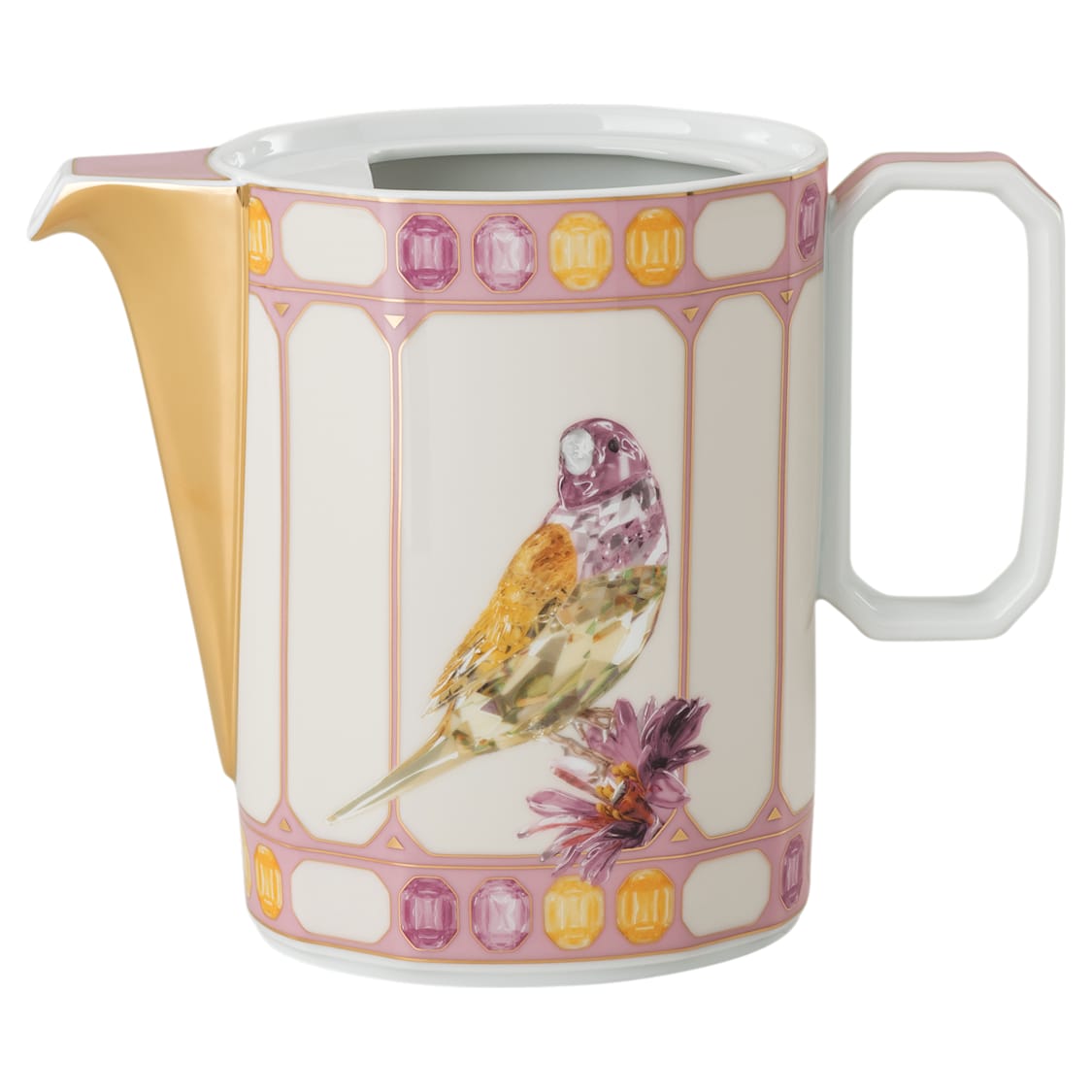 Idyllia coffee pot, Porcelain, Crystal print motif, Bird, Multicoloured by SWAROVSKI