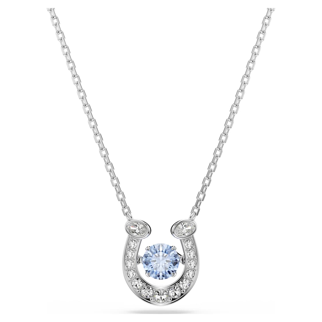 Symbolica pendant, Round cut, Pavé, Horse shoe, Blue, Rhodium plated by SWAROVSKI