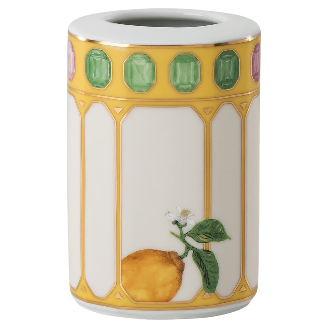 Idyllia vase, Porcelain, Crystal print motif, flower, Yellow by SWAROVSKI
