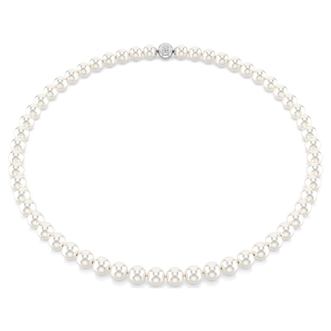 Matrix necklace, Crystal pearl, White, Rhodium plated by SWAROVSKI