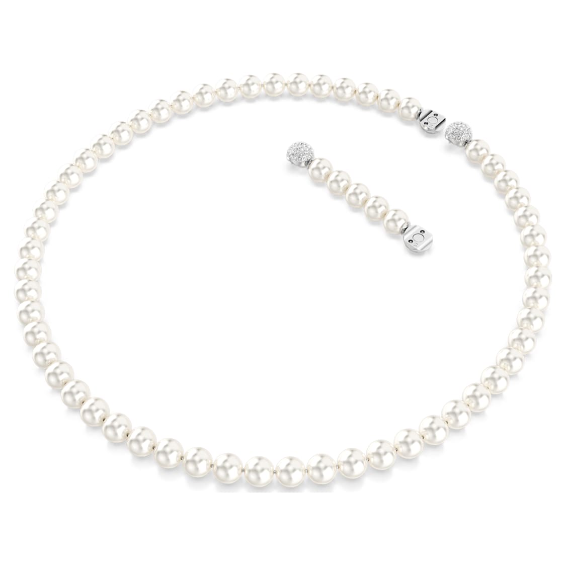 Matrix necklace, Crystal pearl, White, Rhodium plated by SWAROVSKI