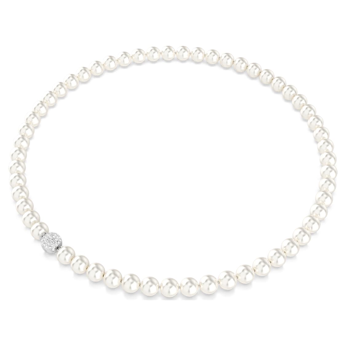 Matrix necklace, Crystal pearl, White, Rhodium plated by SWAROVSKI