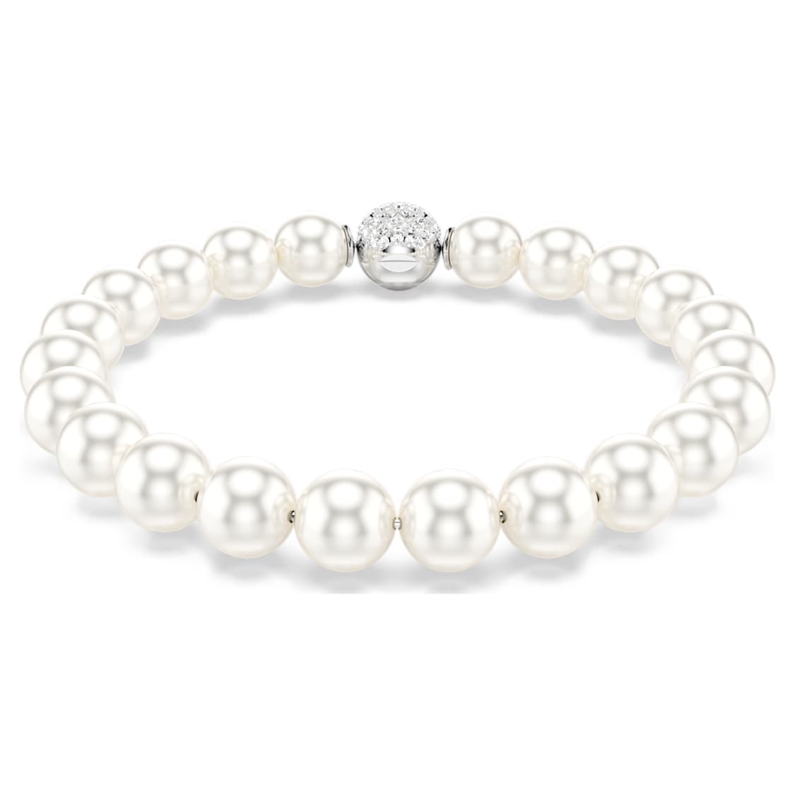 Matrix bracelet, Crystal pearl, White, Rhodium plated by SWAROVSKI