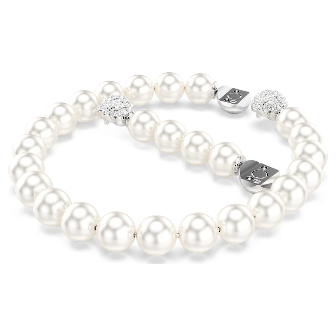 Matrix bracelet, Crystal pearl, White, Rhodium plated by SWAROVSKI