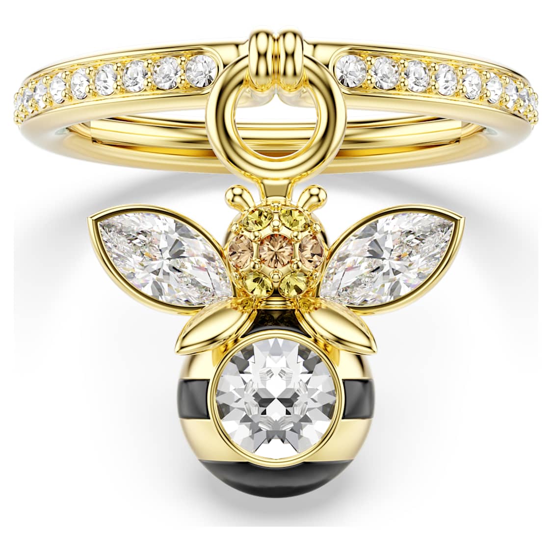 Idyllia motif ring, Mixed cuts, Bee, Multicoloured, Gold-tone plated by SWAROVSKI