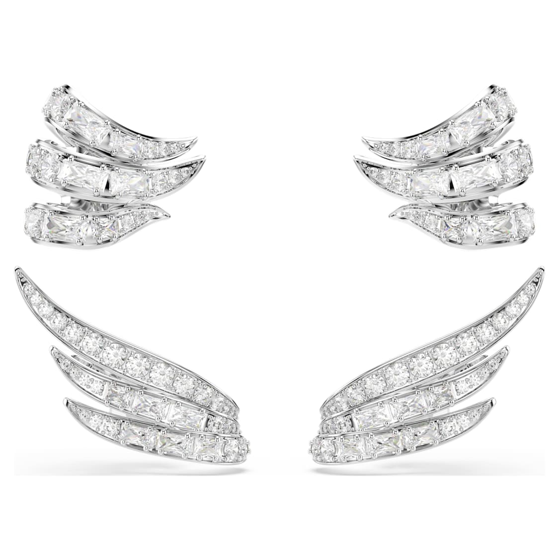 Vienna ear cuffs, Mixed cuts, Swan, White, Rhodium plated - Swarovski, 5749071