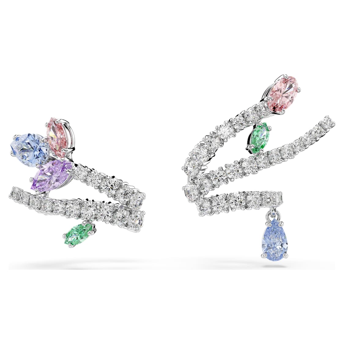 Ariana Grande x Swarovski ear cuffs, Mixed cuts, Multicoloured, Rhodium plated by SWAROVSKI