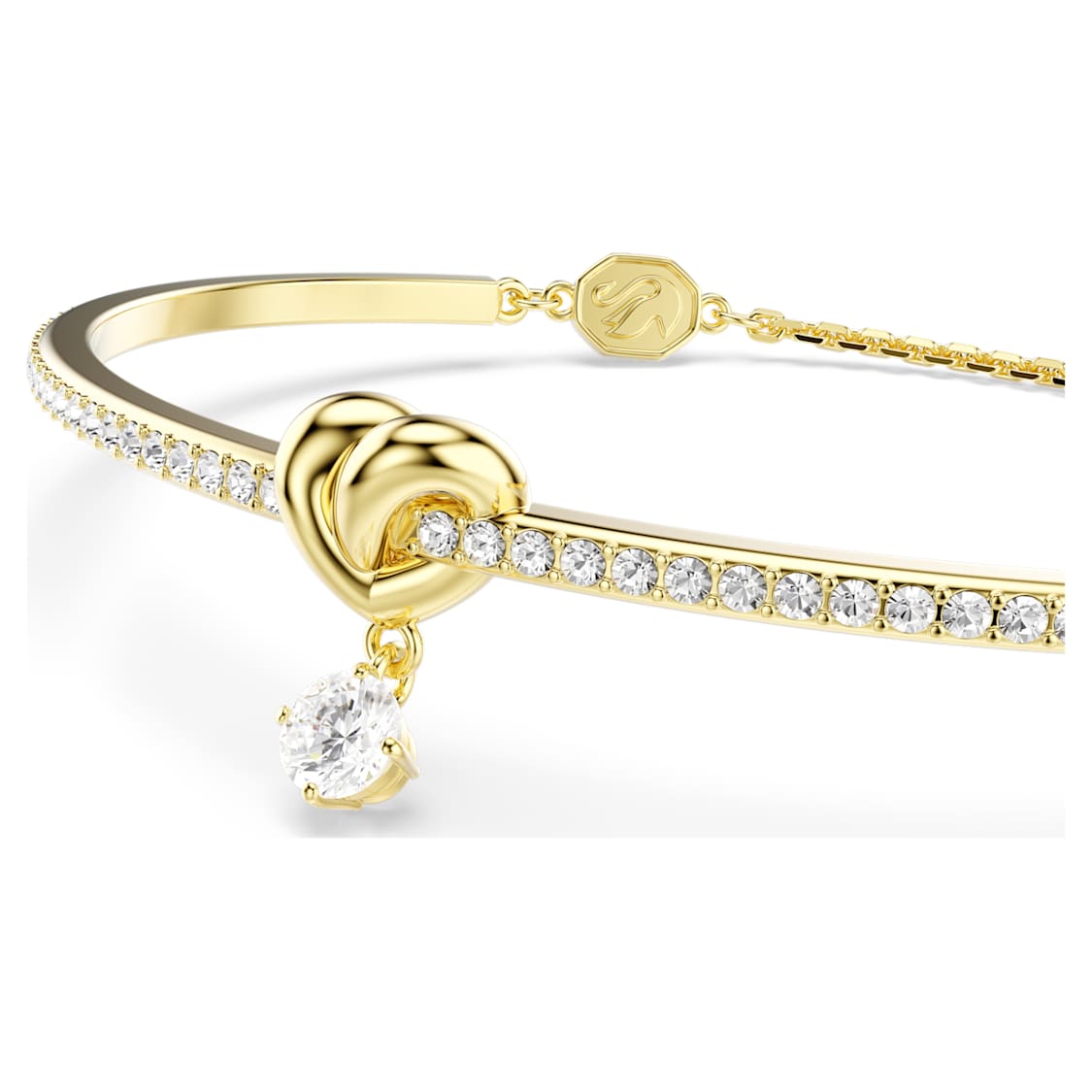 Lifelong bangle, Round cut, Heart, White, Gold-tone plated by SWAROVSKI
