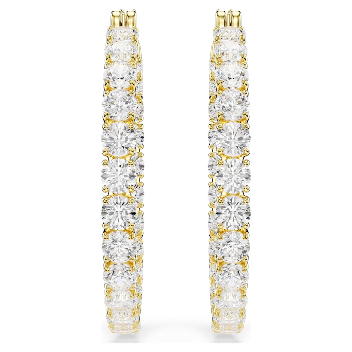 Matrix hoop earrings, Round cut, White