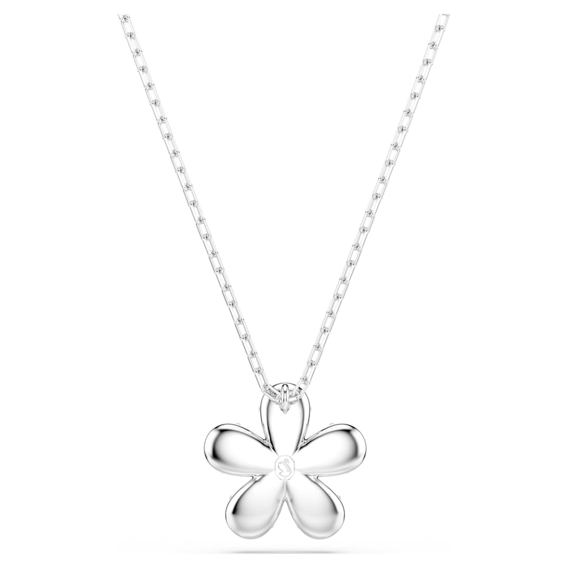 Tough pendant, Pavé, Flower, White, Mixed metal finish by SWAROVSKI