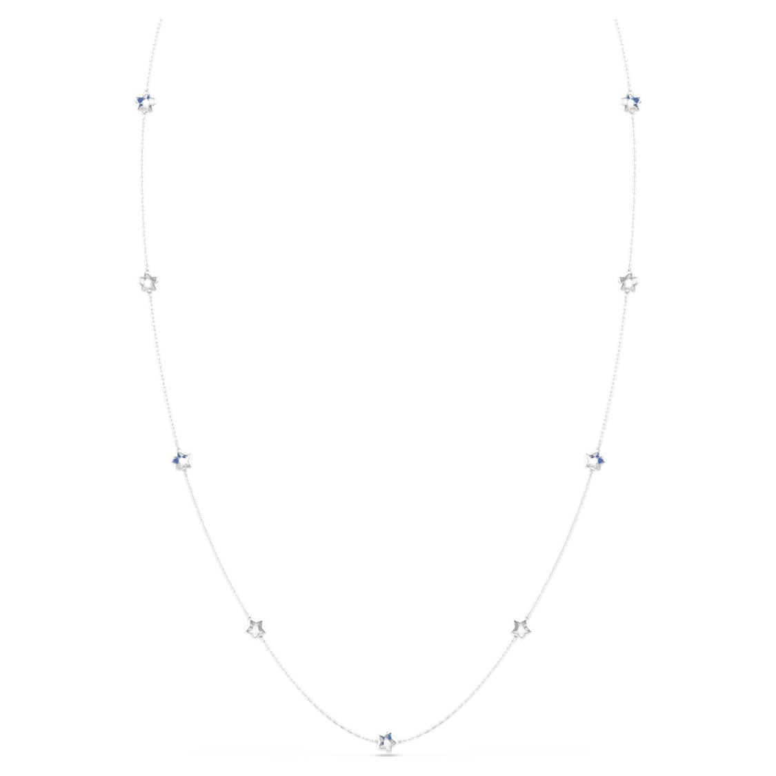 Chroma fűzött nyaklánc, Csillag, Fehér, Ródium bevonattal - Swarovski, 5754181