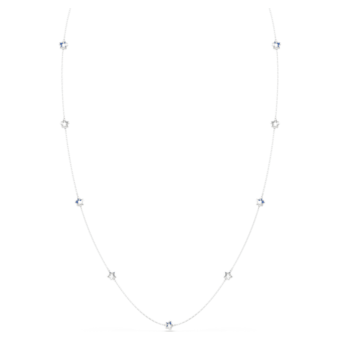 Chroma fűzött nyaklánc, Csillag, Fehér, Ródium bevonattal - Swarovski, 5754181