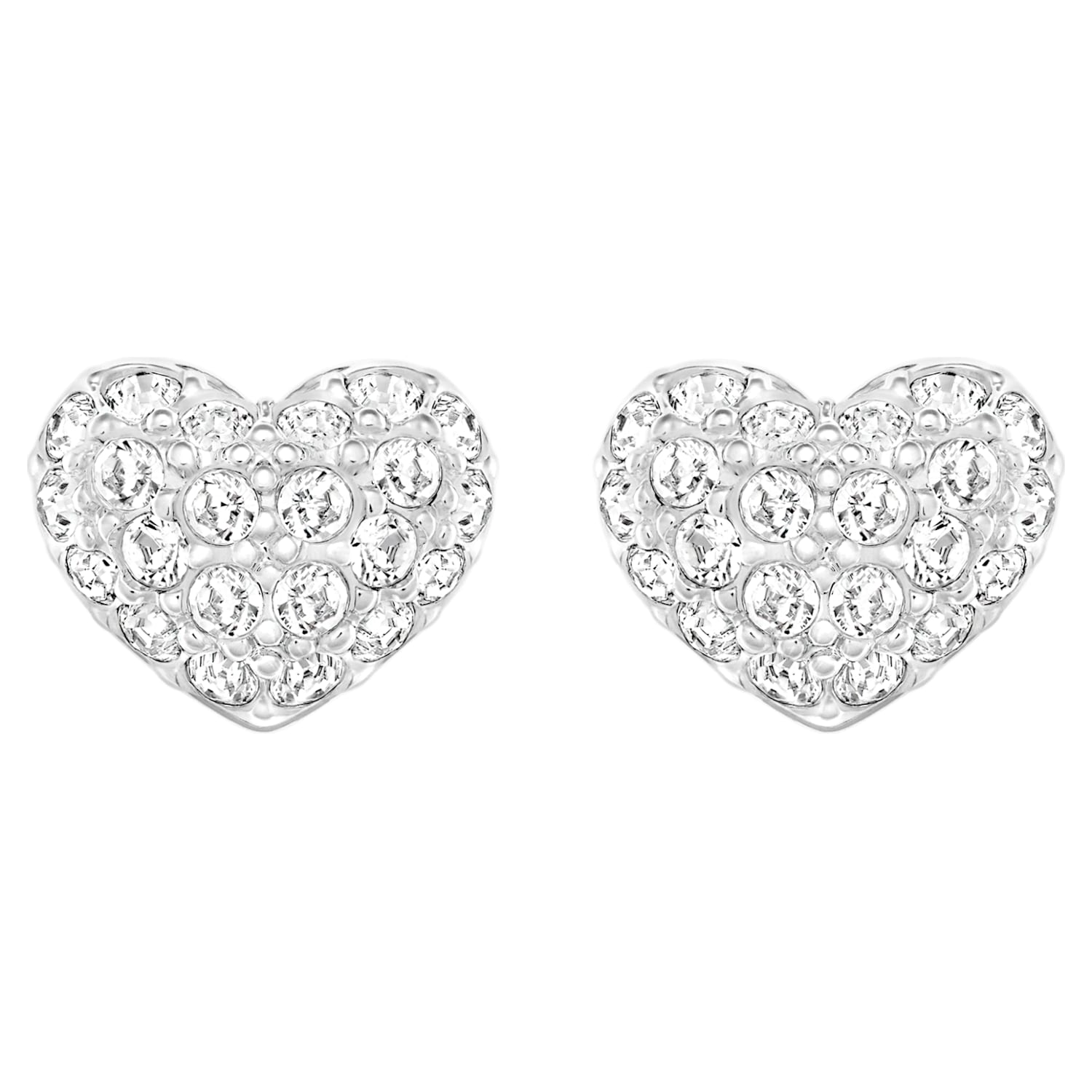 heart pierced earrings heart white rhodium plated swarovski 5109990
