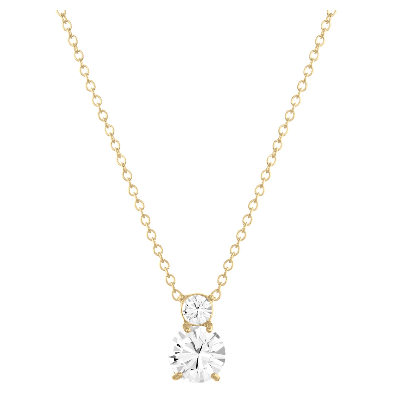 Solitaire Double Pendant, White, Gold-tone plated Solitaire Double Pendant, White, Gold-tone plated
