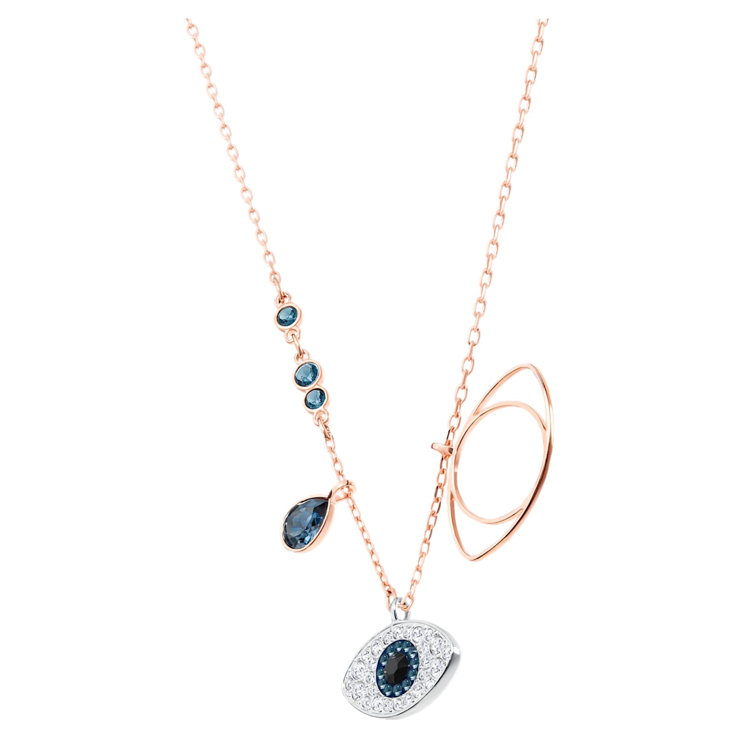 Pendentif Swarovski Symbolic Evil Eye, bleu, Finition mix de métal ...