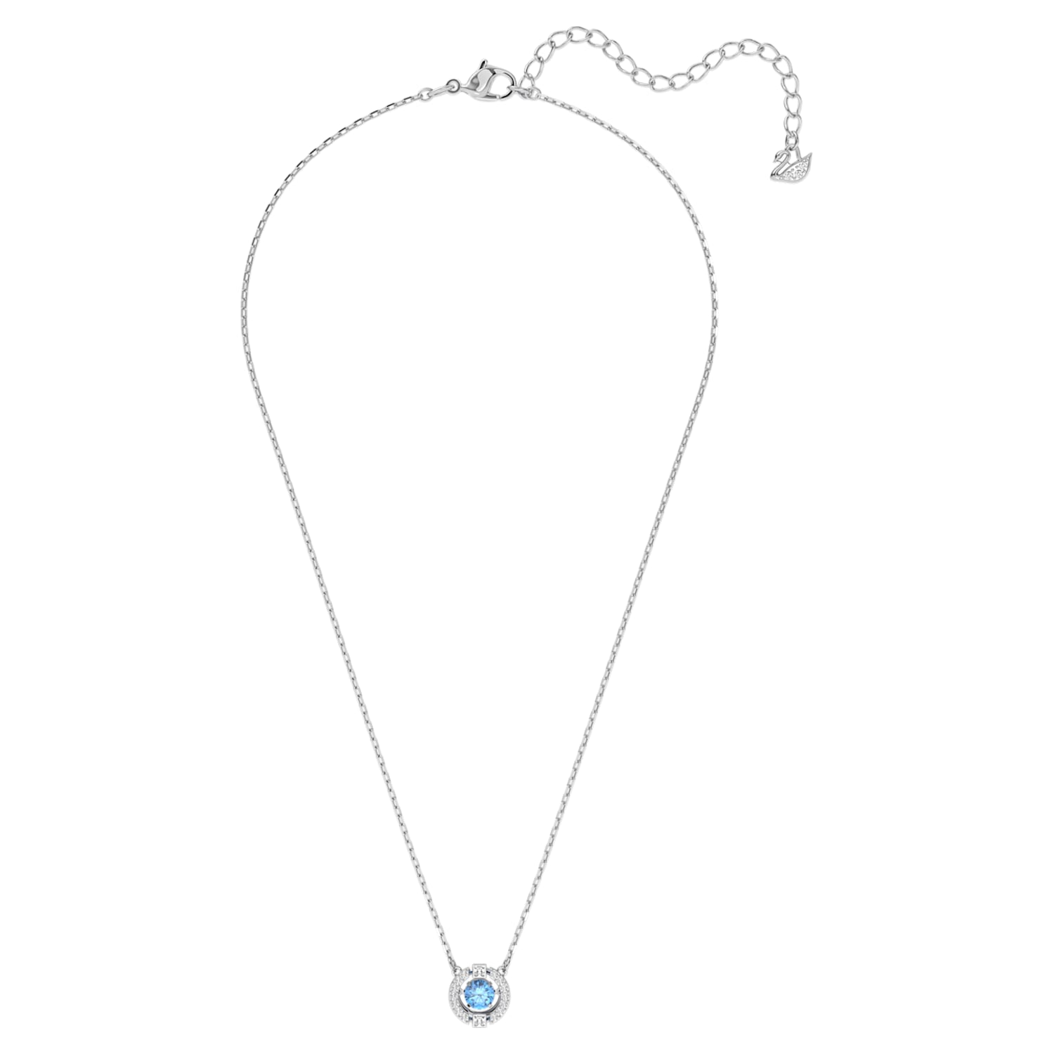 Swarovski Sparkling Dance necklace, Round cut, Blue, Rhodium 