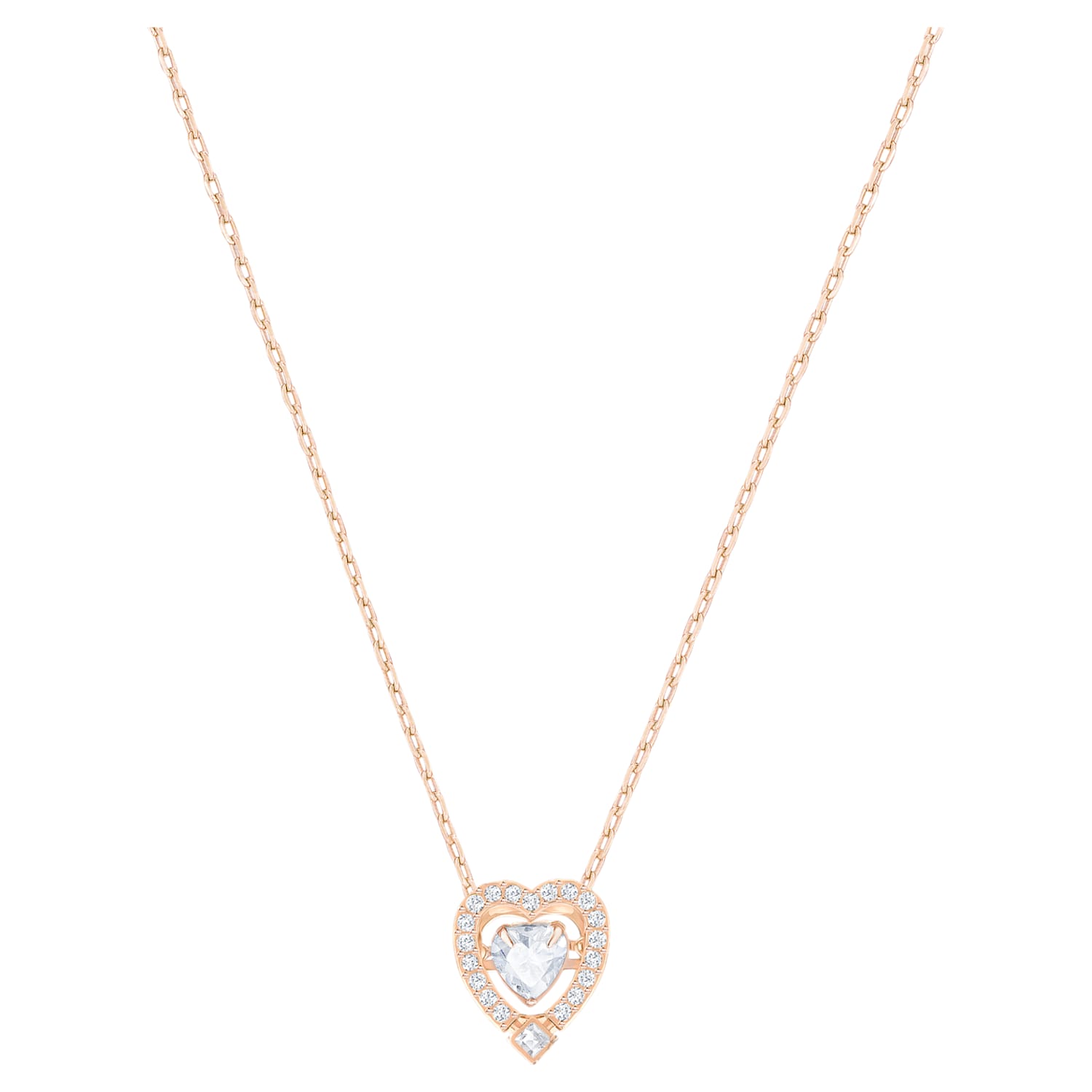 Swarovski Sparkling Dance Heart Necklace, White, Rose-gold tone plated