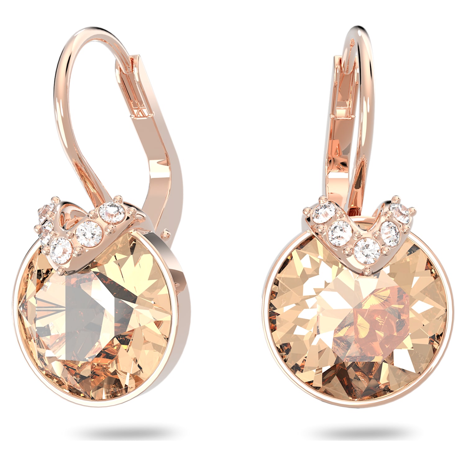 Bella earrings, Round cut, Gold tone, Rose gold-tone plated | Swarovski