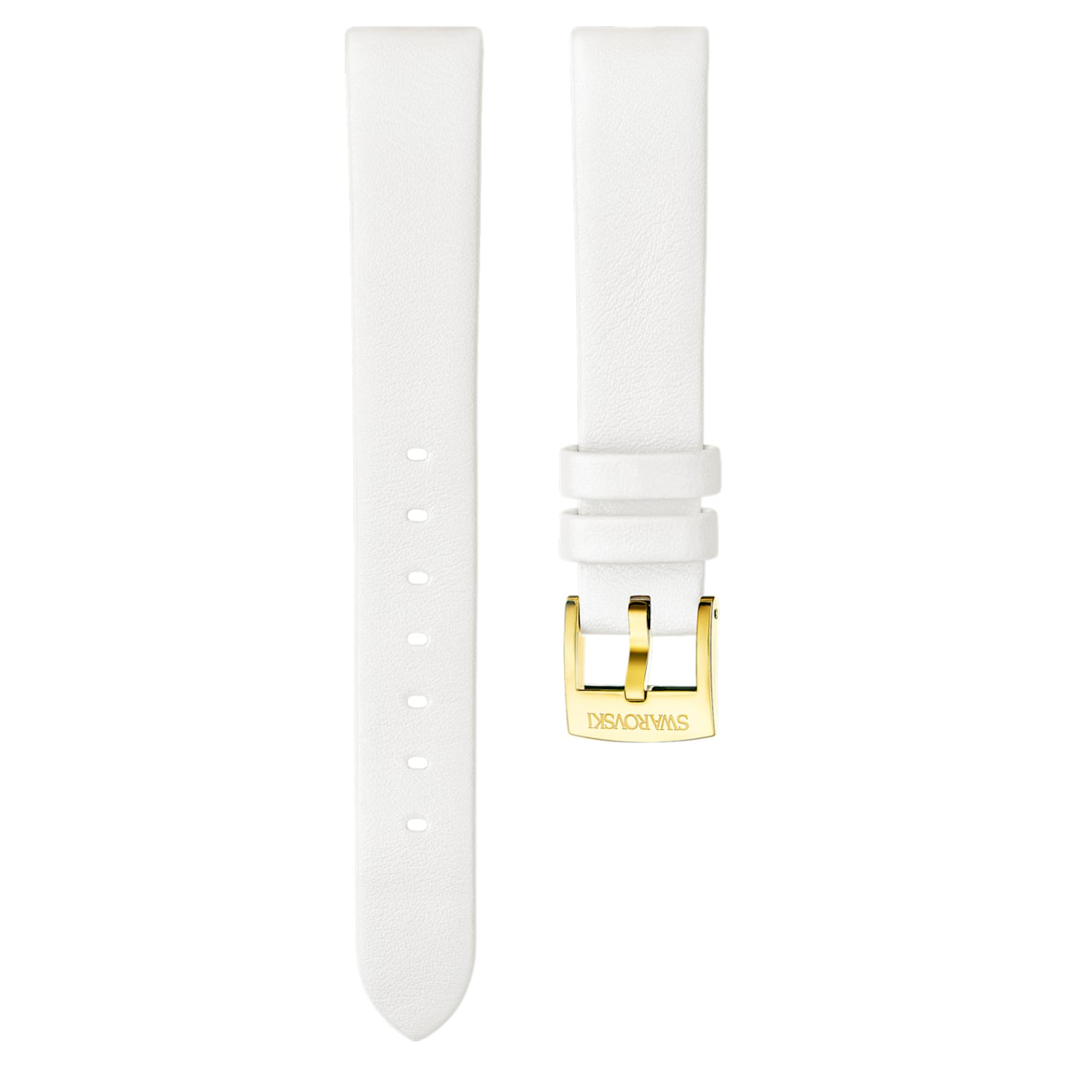 Cinturino per orologio 16mm, Pelle, bianco, placcato color oro | Swarovski