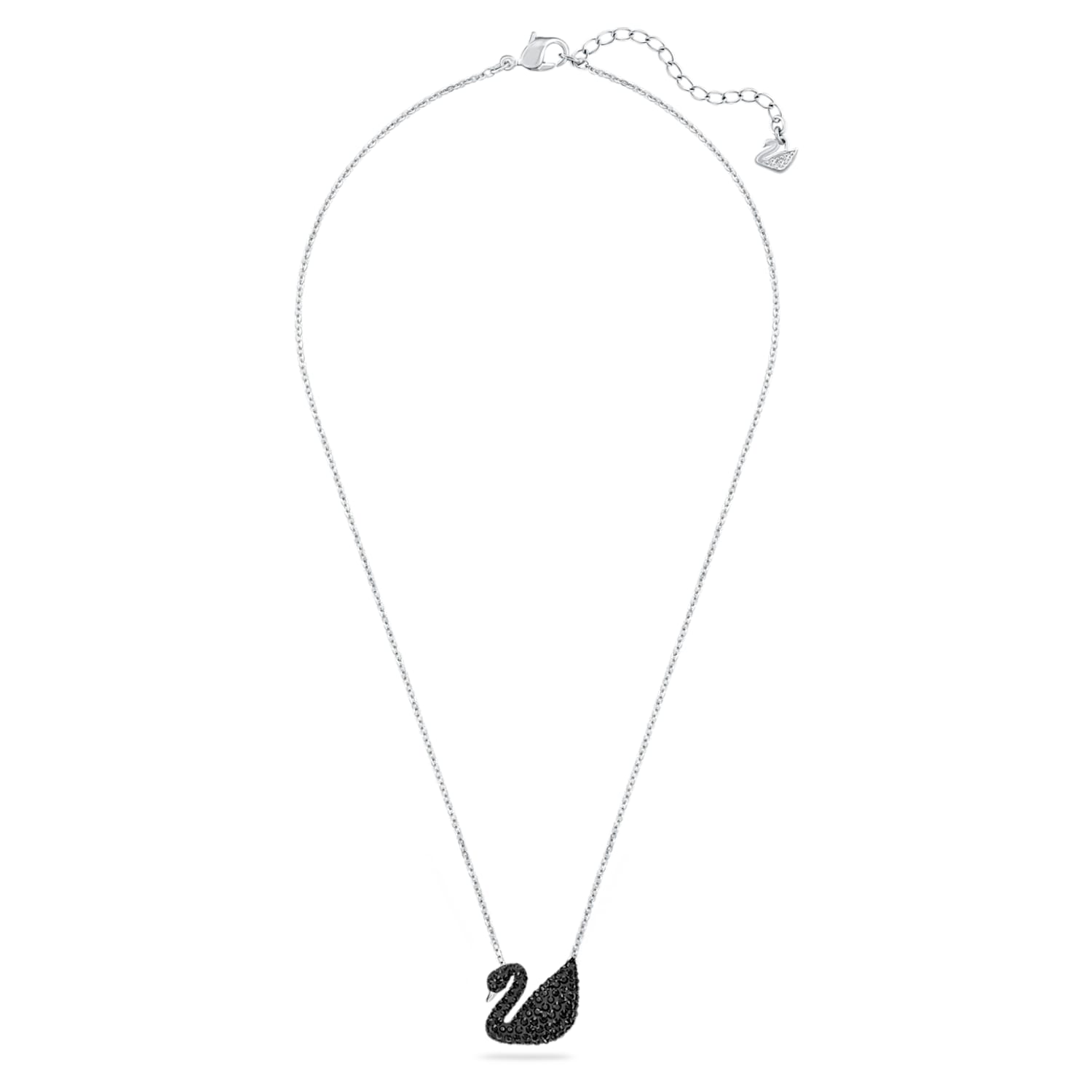 Swarovski Iconic Swan pendant, Swan, Medium, Black, Rhodium plated