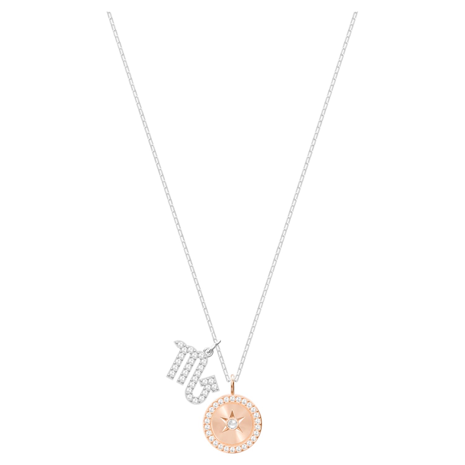 Zodiac pendant, Scorpio, Blue, Rhodium 