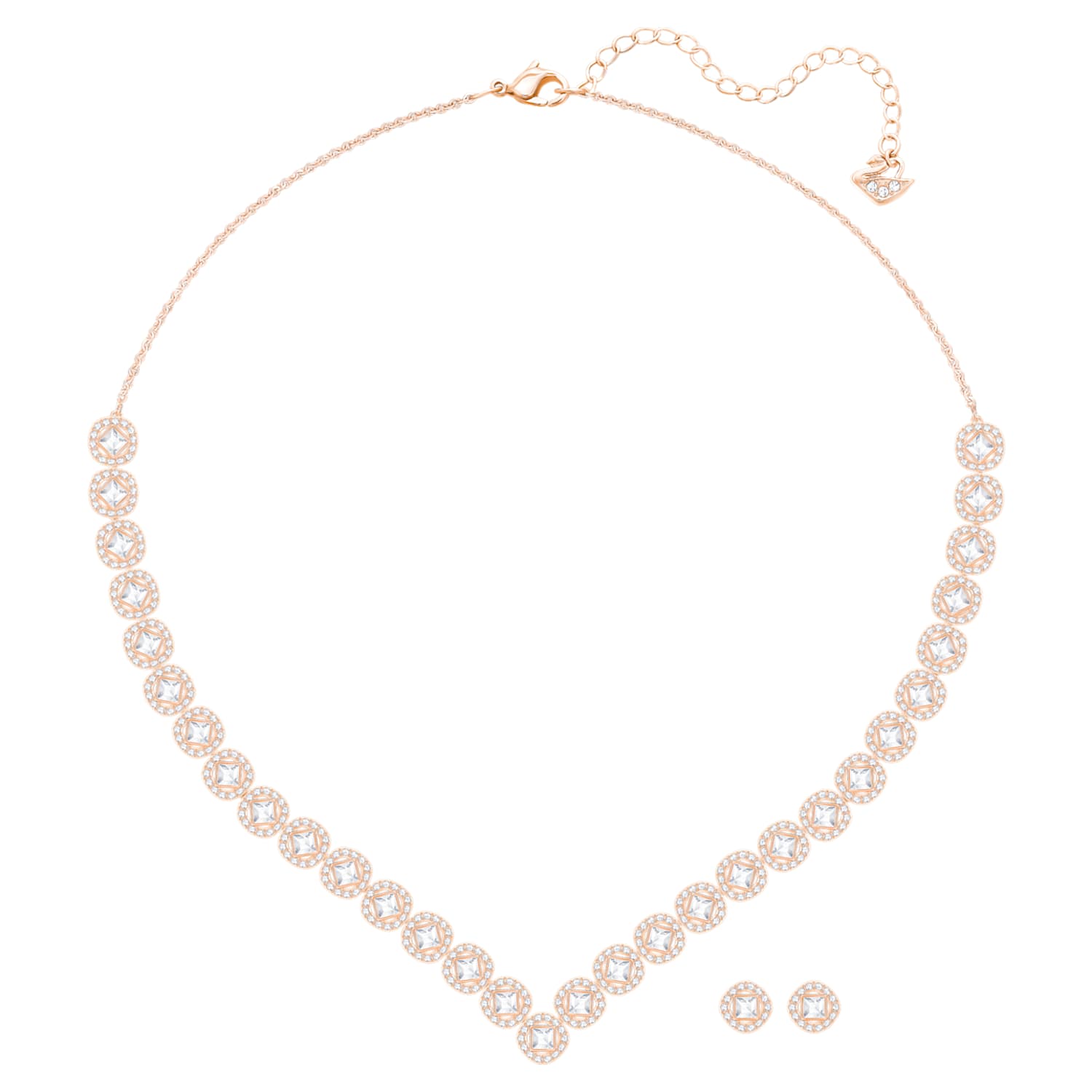Parure Angelic Square, large, blanc, Métal doré rose | Swarovski.com Parure Angelic Square, large, blanc, Métal doré rose | Swarovski.com
