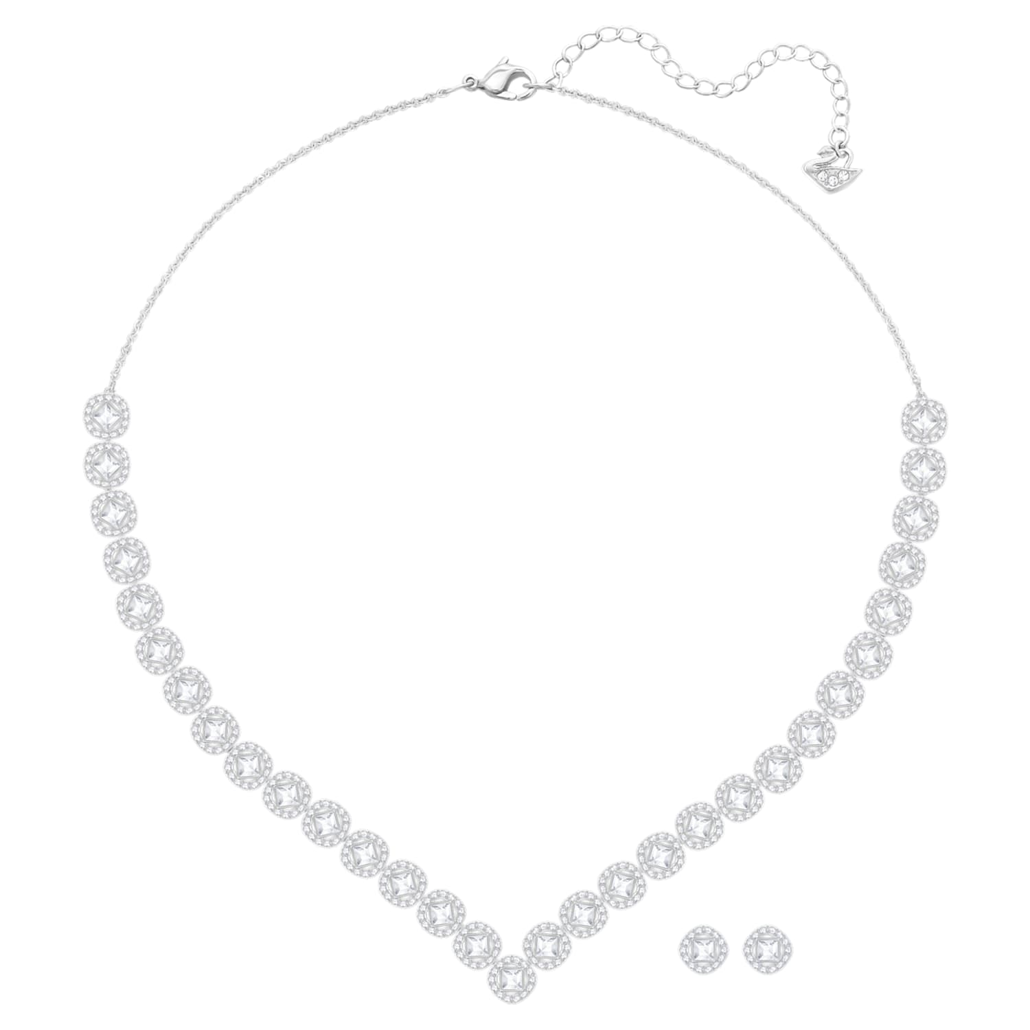 Parure Angelic Square, blanc, Métal rhodié Parure Angelic Square, blanc, Métal rhodié