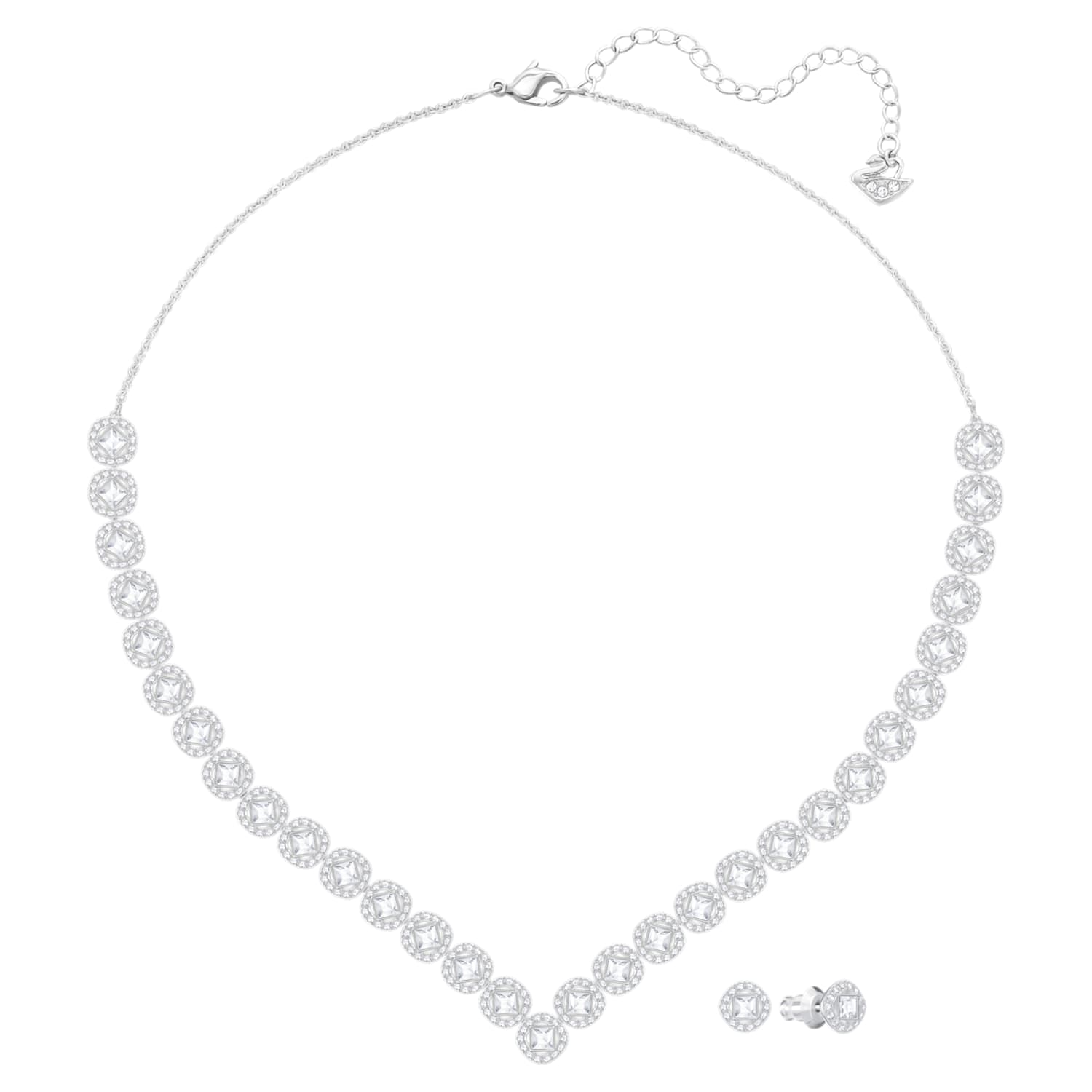 Parure Angelic Square, blanc, Métal rhodié Parure Angelic Square, blanc, Métal rhodié
