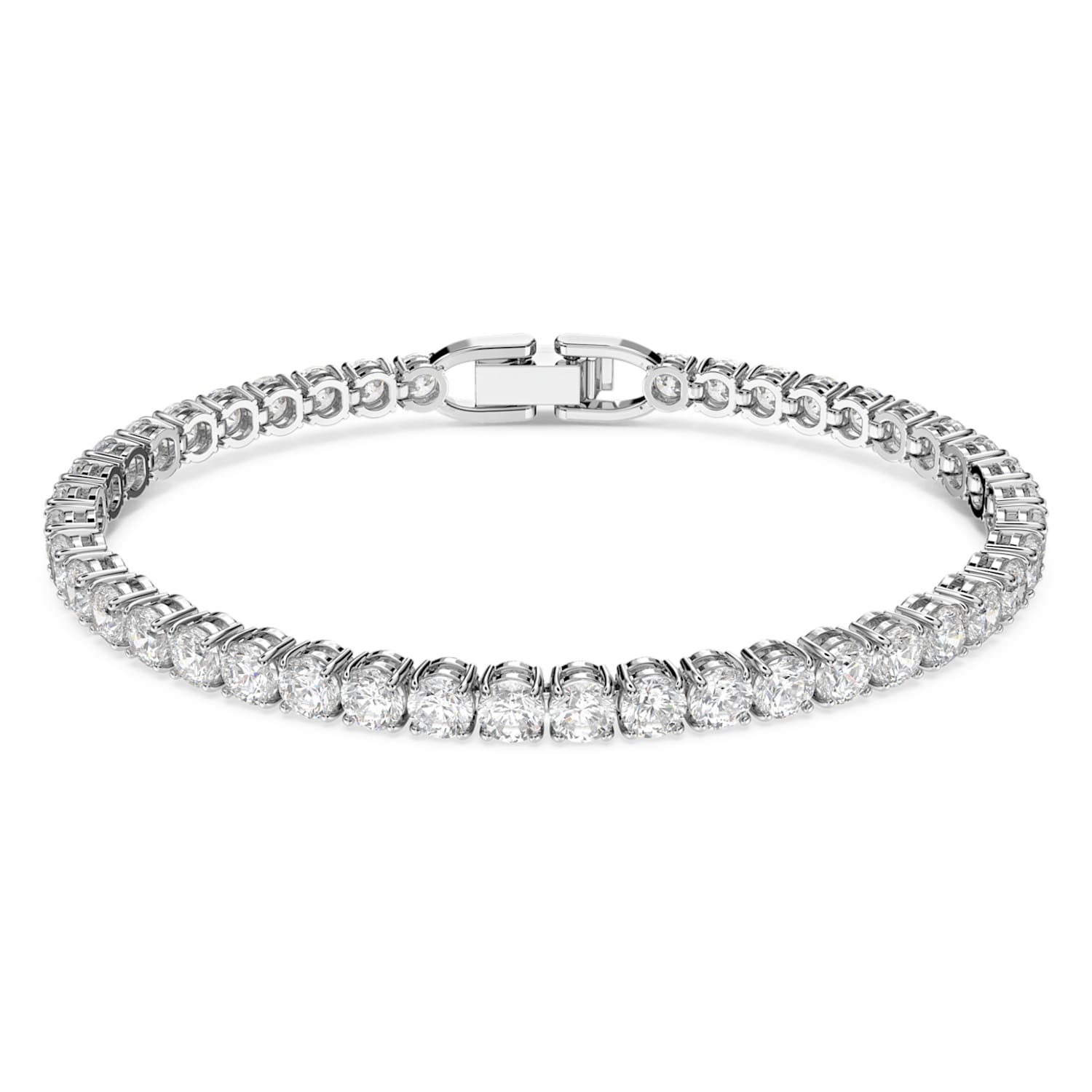 Bracelet Tennis Deluxe, blanc, métal rhodié | Swarovski.com