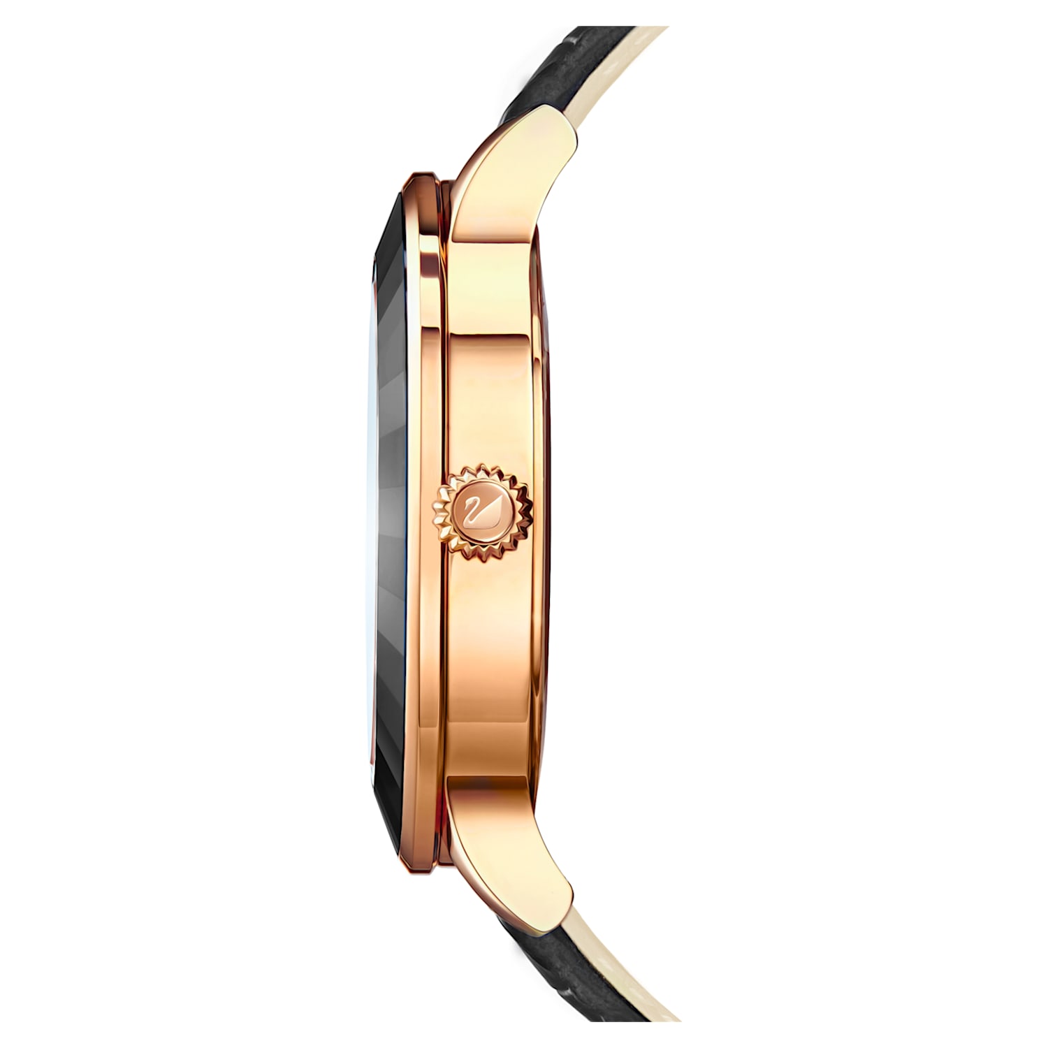 Octea Lux watch, Leather strap, Black, Rose gold-tone finish 
