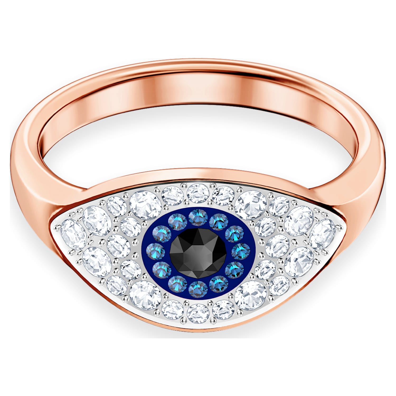Bague Swarovski Symbolic Evil Eye, bleu, métal doré rose