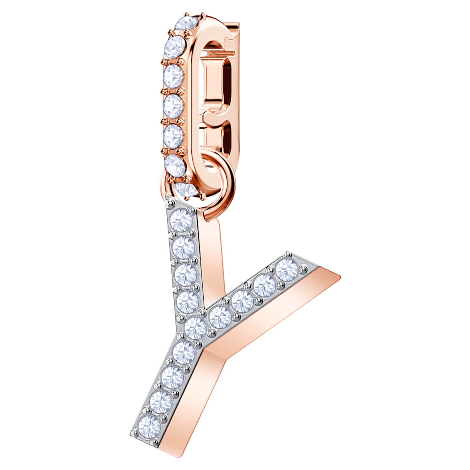 Swarovski Remix Collection Y charm, White, Rose gold-tone plated