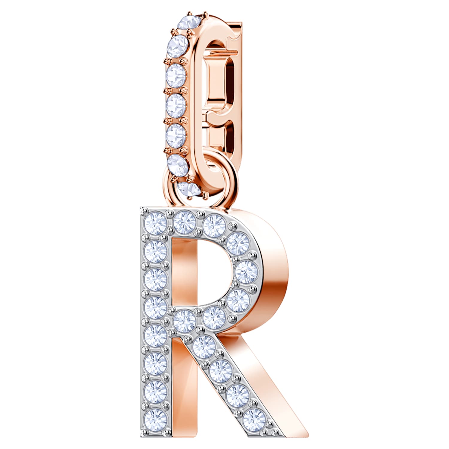 Swarovski Remix Collection Charm R, White, Rose-gold tone plated