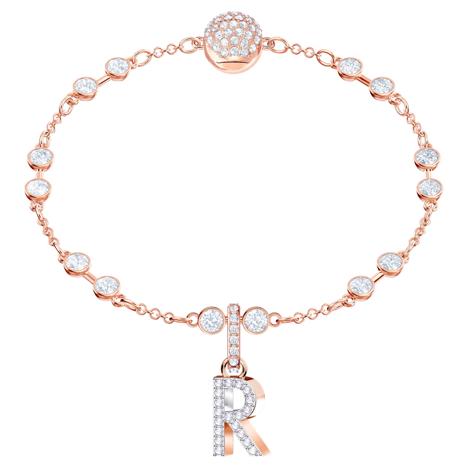 Swarovski Remix Collection Charm R, White, Rose-gold tone plated