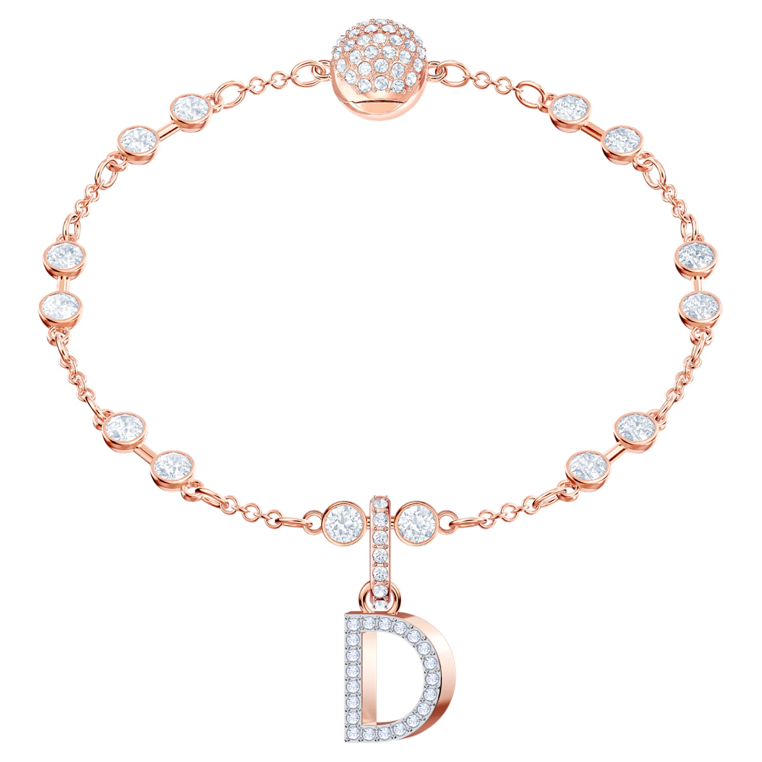 Swarovski Remix Collection Charm D, White, Rose-gold tone plated