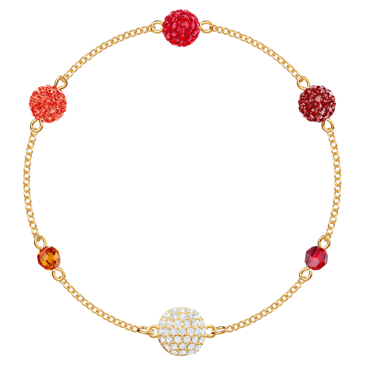 Swarovski Remix Collection strand, Magnetic closure, Red, Gold 
