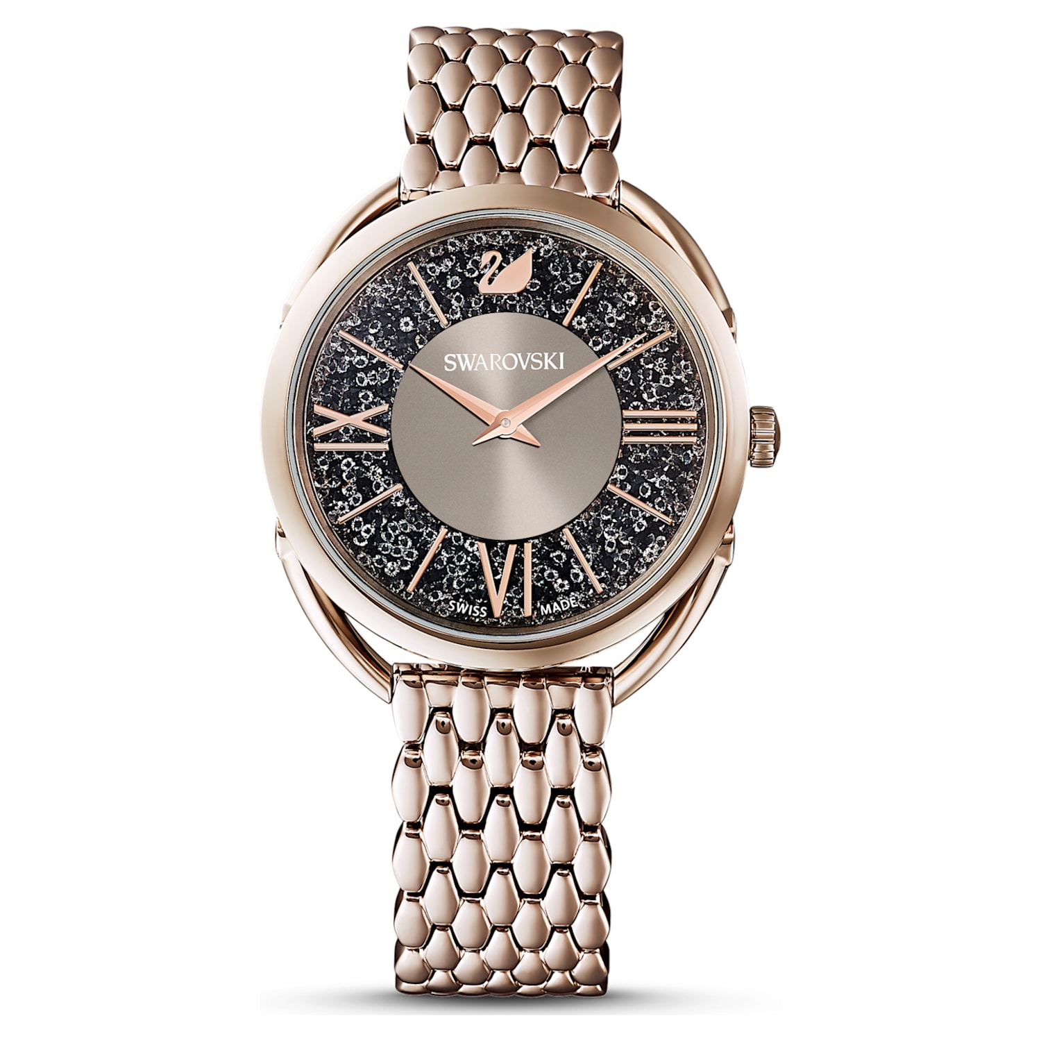 Crystalline Glam Watch, Metal bracelet, Gray, Champagne-gold tone PVD