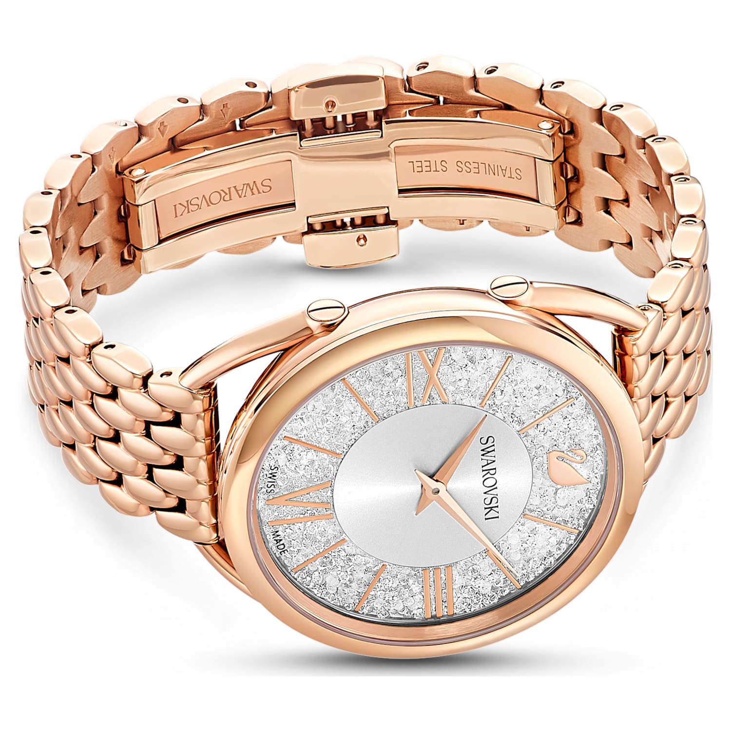 Crystalline Glam watch, Metal bracelet, Rose gold-tone, Rose gold 