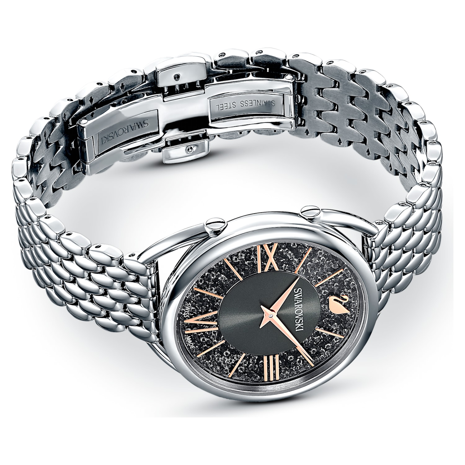 Crystalline Glam Watch, Metal bracelet, Gray, Stainless steel