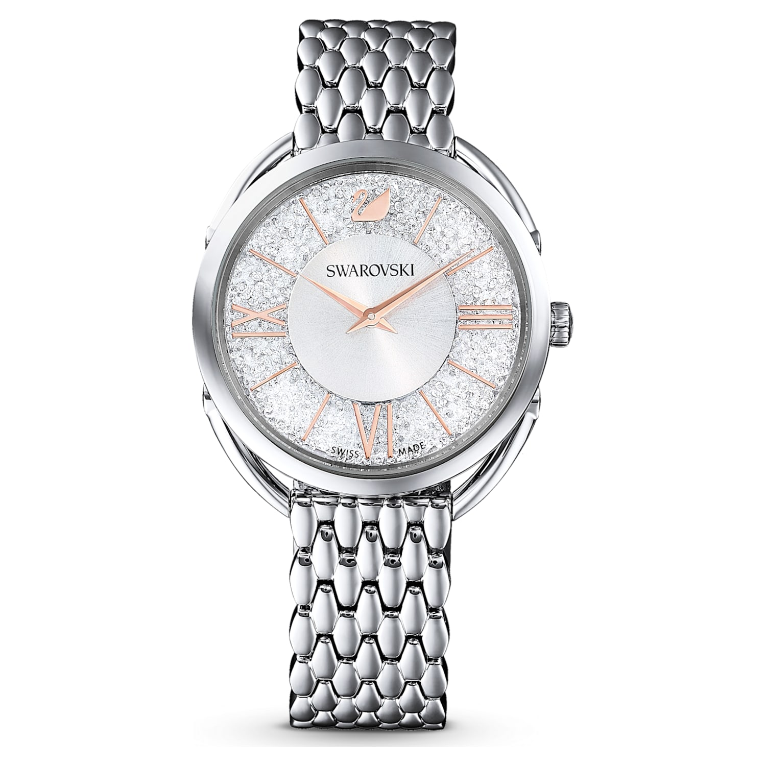 Crystalline Glam watch, Metal bracelet, Silver-tone, Stainless steel